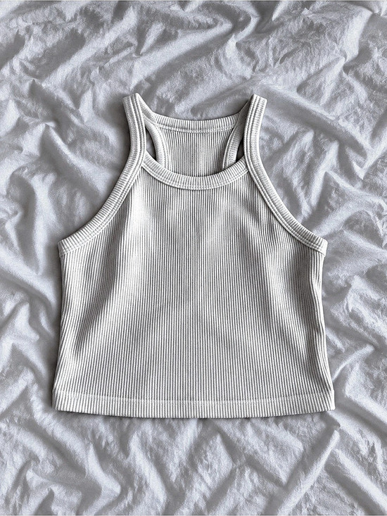 American Eagle Outfitters Tops - American Eagle Ribbed High Neck Crop Tank Top White